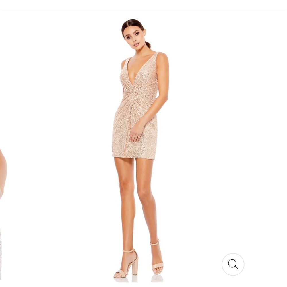 Mac Duggal Sequin Mini Dress in Gold